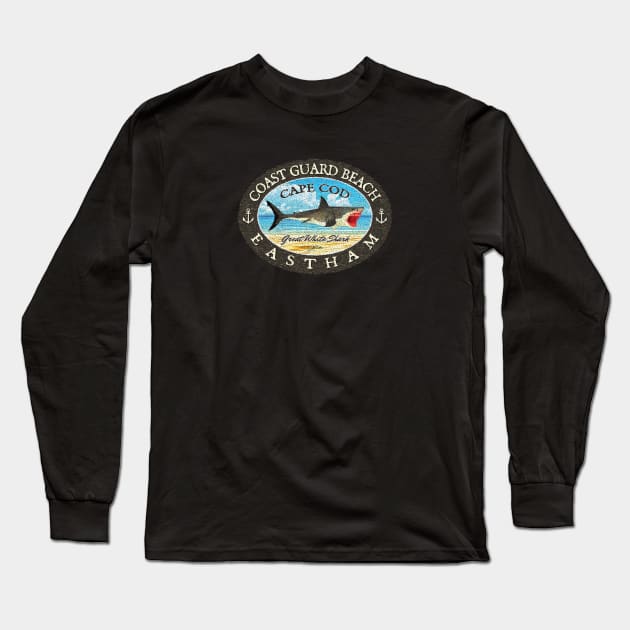 Coast Guard Beach, Eastham, Massachusetts, (Cape Cod) Great White Shark Long Sleeve T-Shirt by jcombs